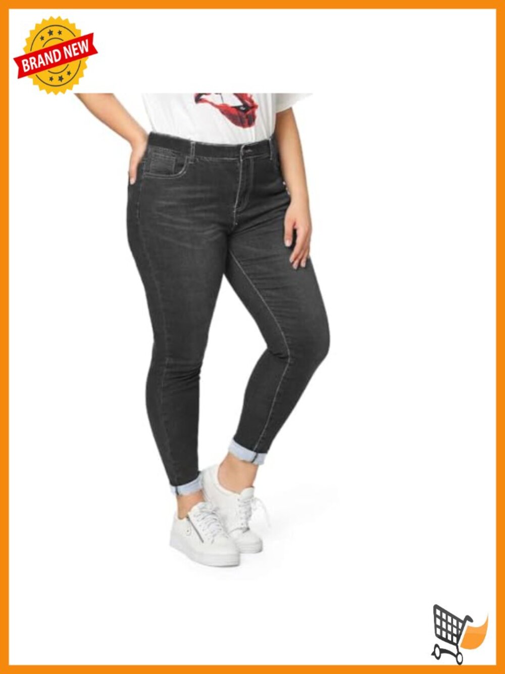 Plus Size Skinny Jeans Stretchy High Waisted Ankle Ripped Slim Fit Distressed